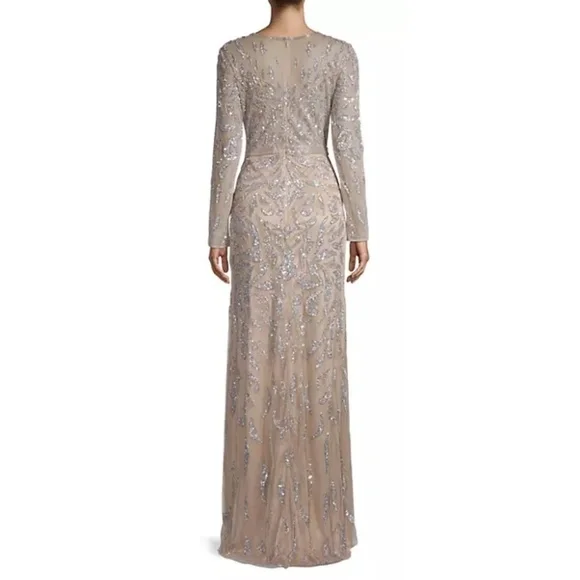 NEW Mac Duggal Beaded Long Sleeve Evening Full Length Gown Sz. 12 - Picture 8 of 9